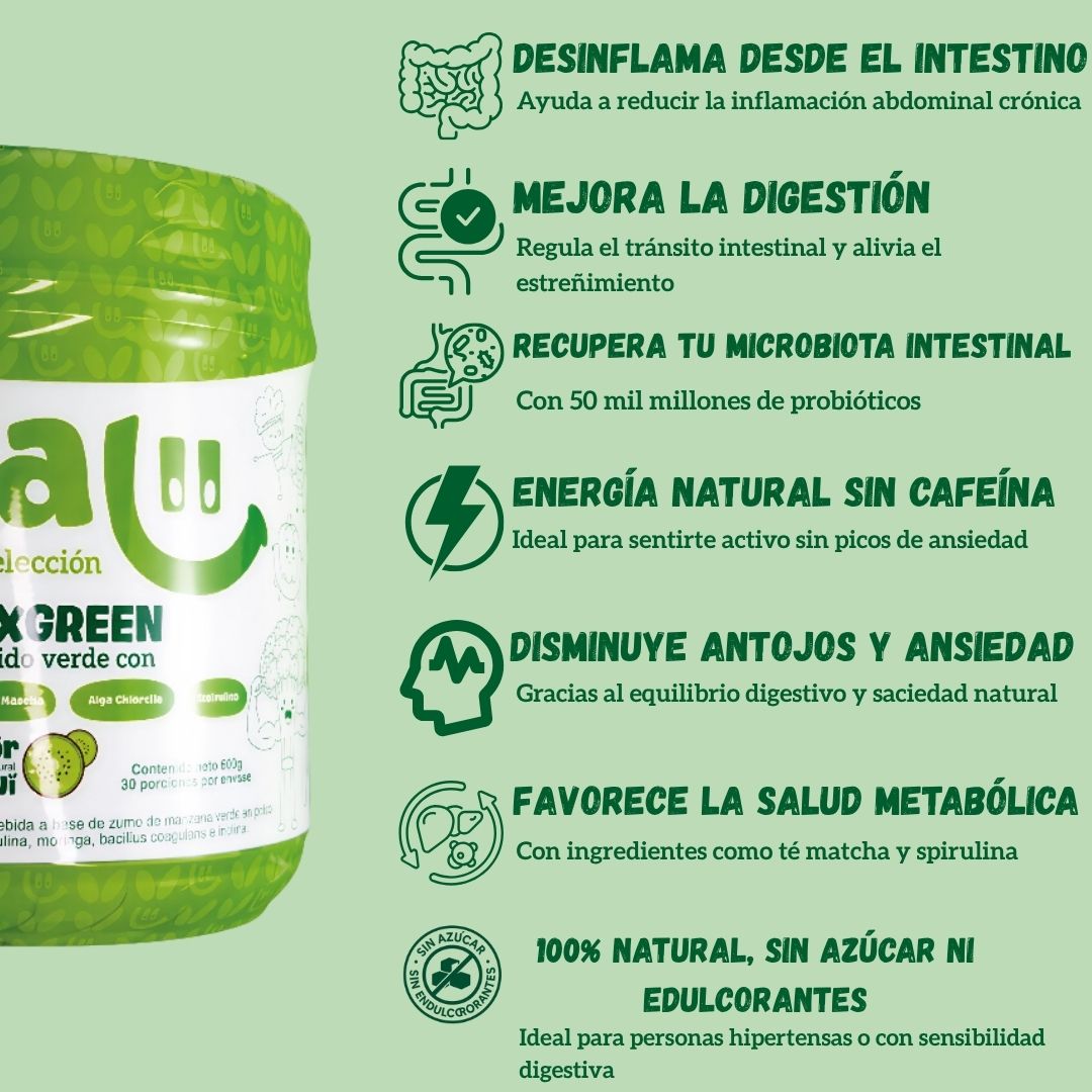 Vitalii MixGreen batido verde en polvo y jugo verde natural con 50 billones de probióticos, té matcha, moringa, chlorella y espirulina, suplemento saludable con registro INVIMA para digestión, desinflamación y energía