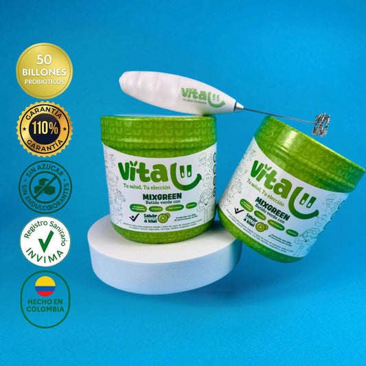 Vitalii – 2 Batidos Verdes + Mixer Oficial (Registro INVIMA)